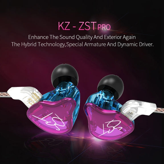 KZ ZST Circle Iron In-ear Mega Bass MP3 Dual Unit Earphone without Microphone (Carbon Fiber Black)