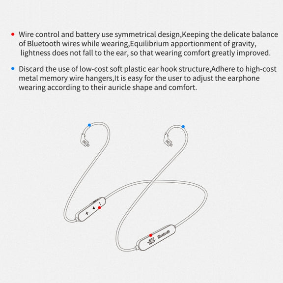 KZ Water-resistant High Fidelity Bluetooth Upgrade Cable for KZ ZST / ZS10 / ES4 / ES3 / ZSR Earphones(Black)
