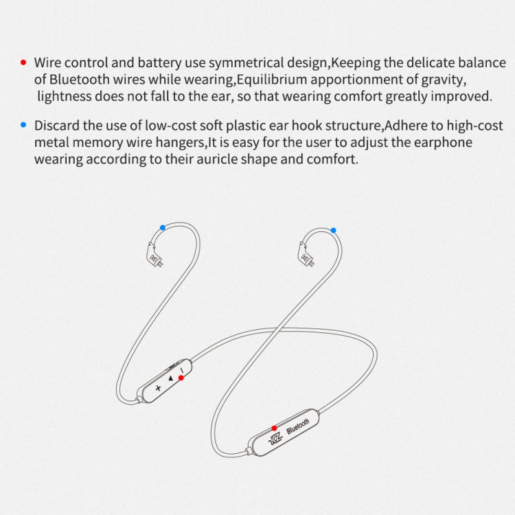 KZ Water-resistant High Fidelity Bluetooth Upgrade Cable for KZ ZST / ZS10 / ES4 / ES3 / ZSR Earphones(Black)