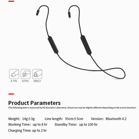KZ Water-resistant High Fidelity Bluetooth Upgrade Cable for KZ ZST / ZS10 / ES4 / ES3 / ZSR Earphones(Black)