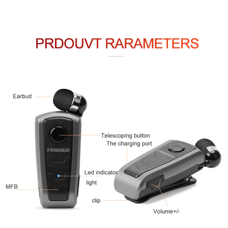 Fineblue F910 CSR4.1 Retractable Cable Caller Vibration Reminder Anti-theft Bluetooth Headset(Black) - free shipping - PMC Jewellery - Order now!