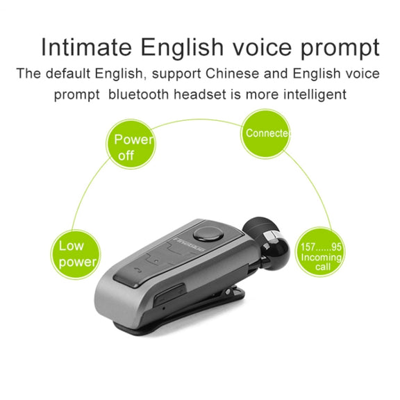 Fineblue F910 CSR4.1 Retractable Cable Caller Vibration Reminder Anti-theft Bluetooth Headset(Grey)