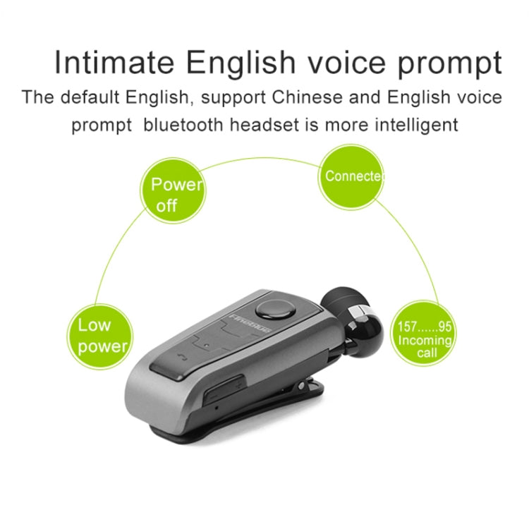 Fineblue F910 CSR4.1 Retractable Cable Caller Vibration Reminder Anti-theft Bluetooth Headset(Grey)