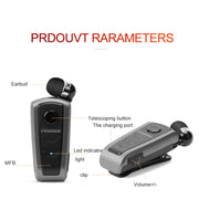 Fineblue F910 CSR4.1 Retractable Cable Caller Vibration Reminder Anti-theft Bluetooth Headset(Gold)