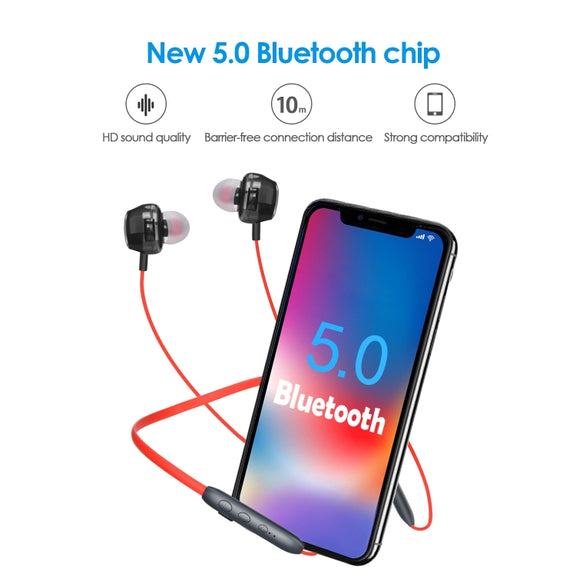 BH-I37 Bluetooth 5.0 Wire-controlled Bluetooth Earphone Built-in High-fidelity Microphone, Support Call(Black)