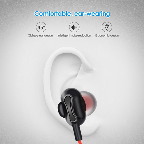 BH-I37 Bluetooth 5.0 Wire-controlled Bluetooth Earphone Built-in High-fidelity Microphone, Support Call (Red)
