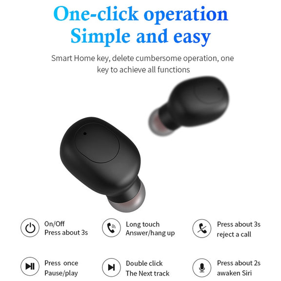 P1 TWS Bluetooth 5.0 Binaural Stereo Wireless Sports Bluetooth Earphone(Black)