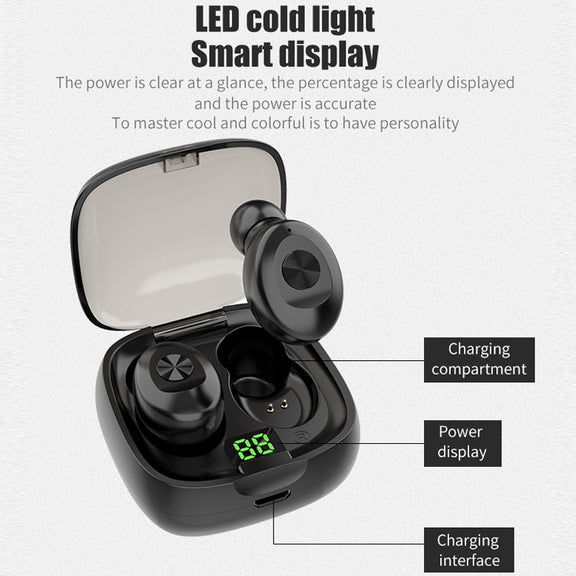 XG-8 TWS Digital Display Touch Bluetooth Earphone with Magnetic Charging Box(Black)