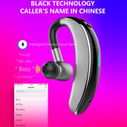 V7 Bluetooth 5.0 Business Style Wireless Stereo Sports Bluetooth Earphone, Support Inform Caller Name (Black)