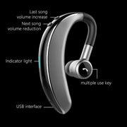 V7 Bluetooth 5.0 Business Style Wireless Stereo Sports Bluetooth Earphone, Support Inform Caller Name (Black)