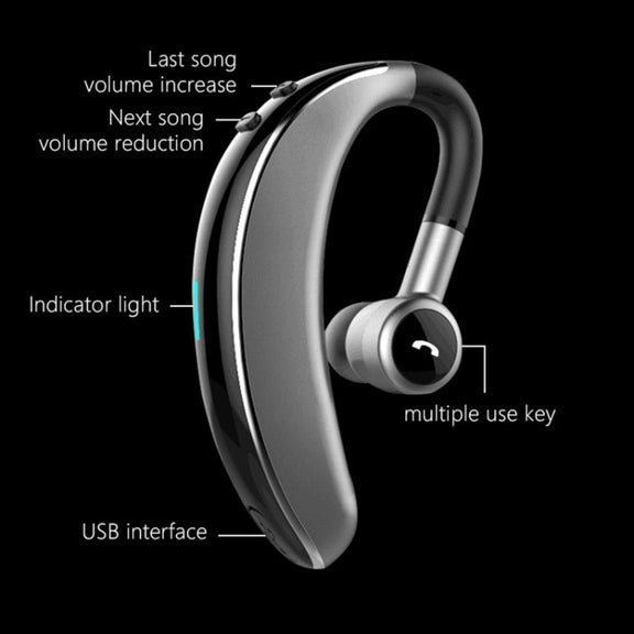 V7 Bluetooth 5.0 Business Style Wireless Stereo Sports Bluetooth Earphone, Support Inform Caller Name (Black)