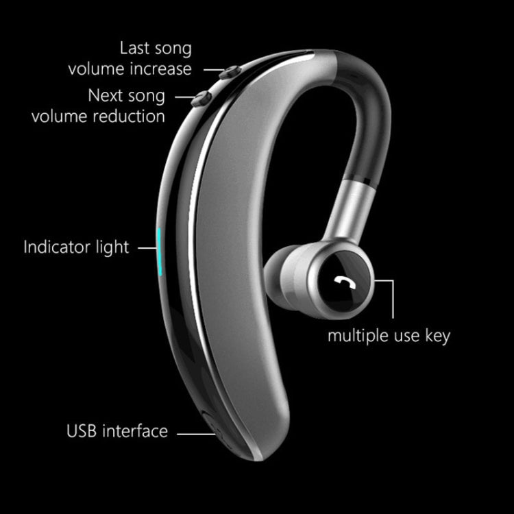 V7 Bluetooth 5.0 Business Style Wireless Stereo Sports Bluetooth Earphone, Support Inform Caller Name (Black)