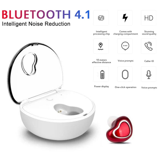 X7 Bluetooth 4.1 Mini Invisible Wireless Sports Bluetooth Earphone with Charging Box (Red)