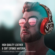 B1 Graffiti Pattern Wireless Bluetooth V5.0 Headset (Black Silver)