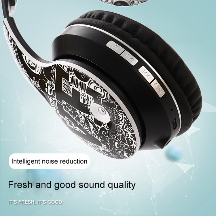 B1 Graffiti Pattern Wireless Bluetooth V5.0 Headset (Black Silver) - Headset & Headphone by PMC TechLife | Online Shopping South Africa | PMC TechLife