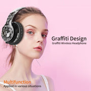 B1 Graffiti Pattern Wireless Bluetooth V5.0 Headset (Red)