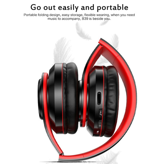 B39 Wireless Bluetooth V5.0 Headset (Black Red)