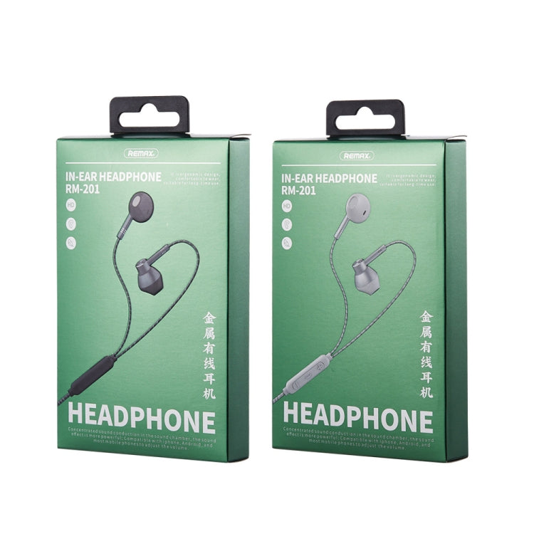 REMAX RM-201 In-Ear Stereo Metal Music Earphone with Wire Control + MIC, Support Hands-free(Tarnish) - Normal Style Earphone by REMAX | Online Shopping South Africa | PMC TechLife