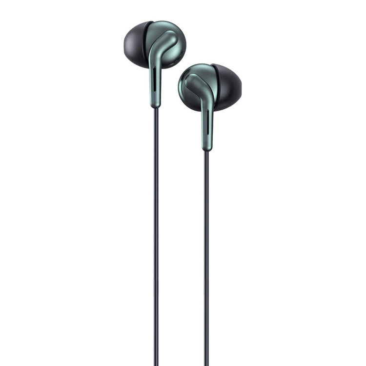 REMAX RM-595 3.5mm Gold Pin In-Ear Stereo Double-action Metal Music Earphone with Wire Control + MIC, Support Hands-free (Green) - Normal Style Earphone by REMAX | Online Shopping South Africa | PMC TechLife | Buy Now Pay Later Mobicred