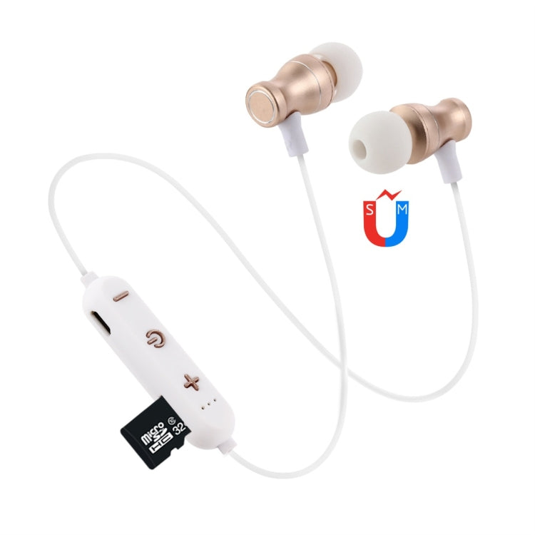 F11 Bluetooth 4.2 Hanging Neck Design Bluetooth Headset, Support Music Play & Switching & Volume Control & Answer(Gold) - Neck-mounted Earphone by PMC TechLife | Online Shopping South Africa | PMC TechLife