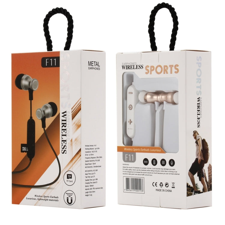 F11 Bluetooth 4.2 Hanging Neck Design Bluetooth Headset, Support Music Play & Switching & Volume Control & Answer(Rose Gold)
