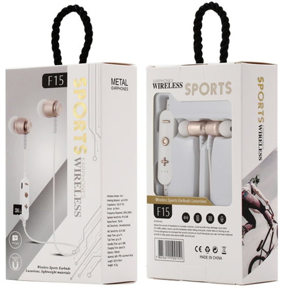 F15 Bluetooth 4.2 Hanging Neck Design Bluetooth Headset, Support Music Play & Switching & Volume Control & Answer(Gold)