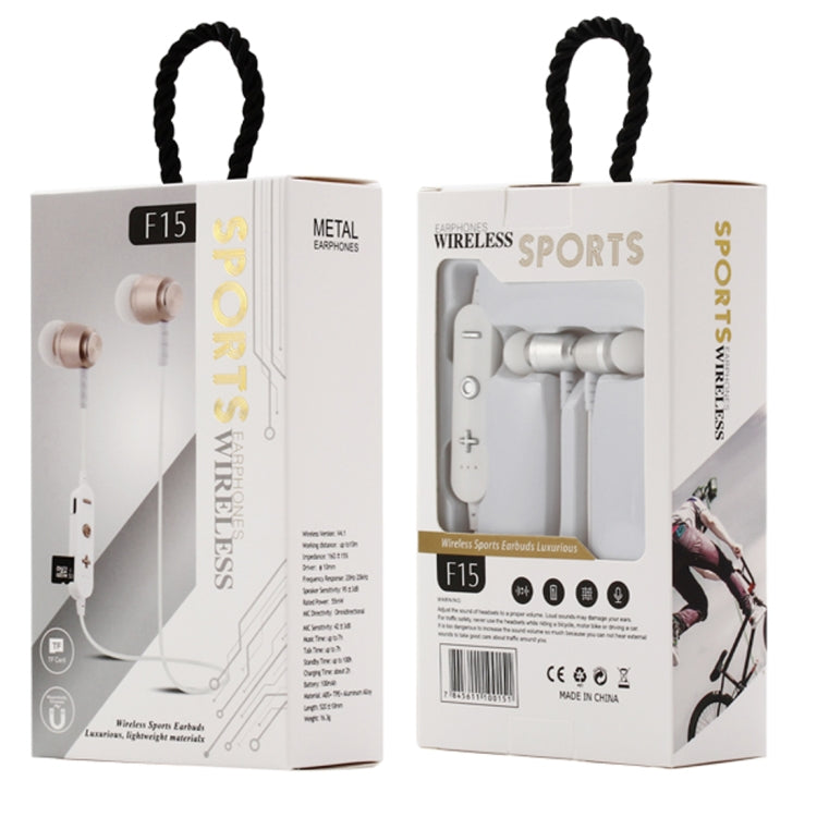 F15 Bluetooth 4.2 Hanging Neck Design Bluetooth Headset, Support Music Play & Switching & Volume Control & Answer(Silver)