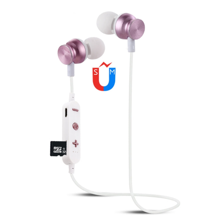 F17 Bluetooth 4.2 Hanging Neck Design Bluetooth Headset, Support Music Play & Switching & Volume Control & Answer(Rose Gold)
