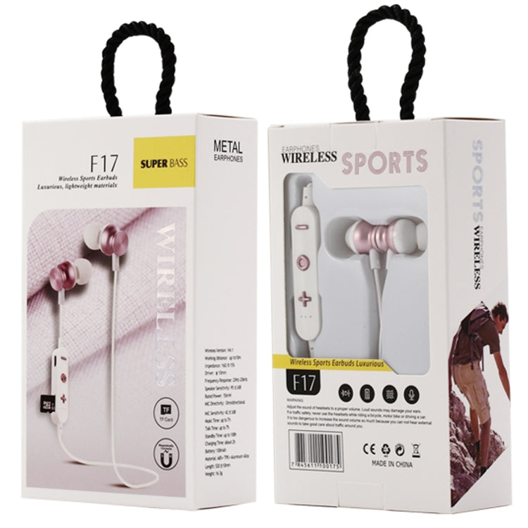 F17 Bluetooth 4.2 Hanging Neck Design Bluetooth Headset, Support Music Play & Switching & Volume Control & Answer(Rose Gold) - Neck-mounted Earphone by PMC TechLife | Online Shopping South Africa | PMC TechLife