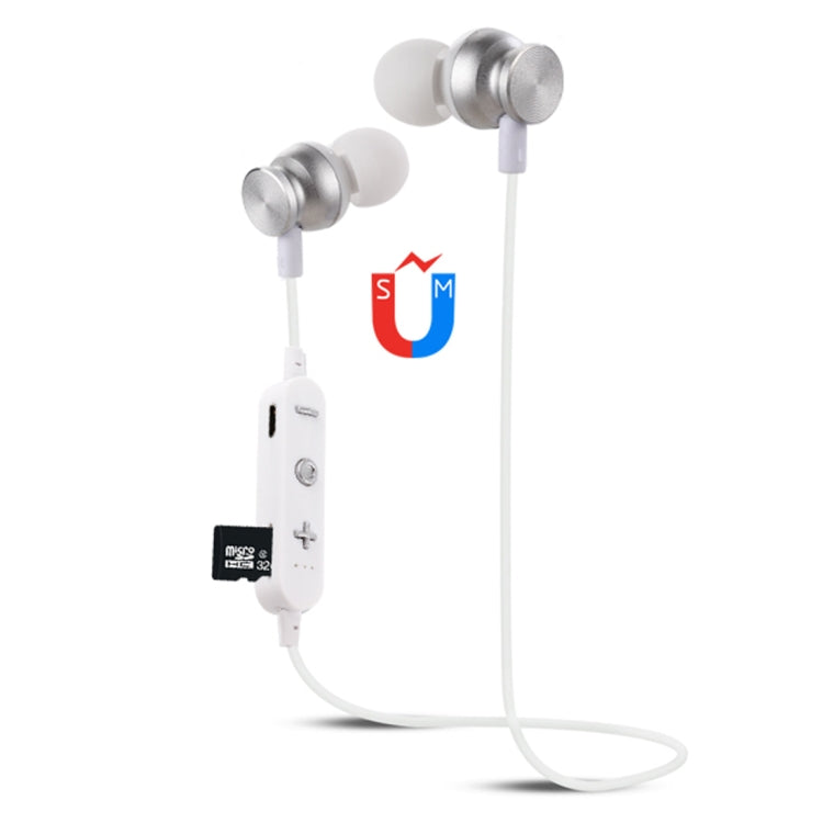 F17 Bluetooth 4.2 Hanging Neck Design Bluetooth Headset, Support Music Play & Switching & Volume Control & Answer(Silver) - Neck-mounted Earphone by PMC TechLife | Online Shopping South Africa | PMC TechLife
