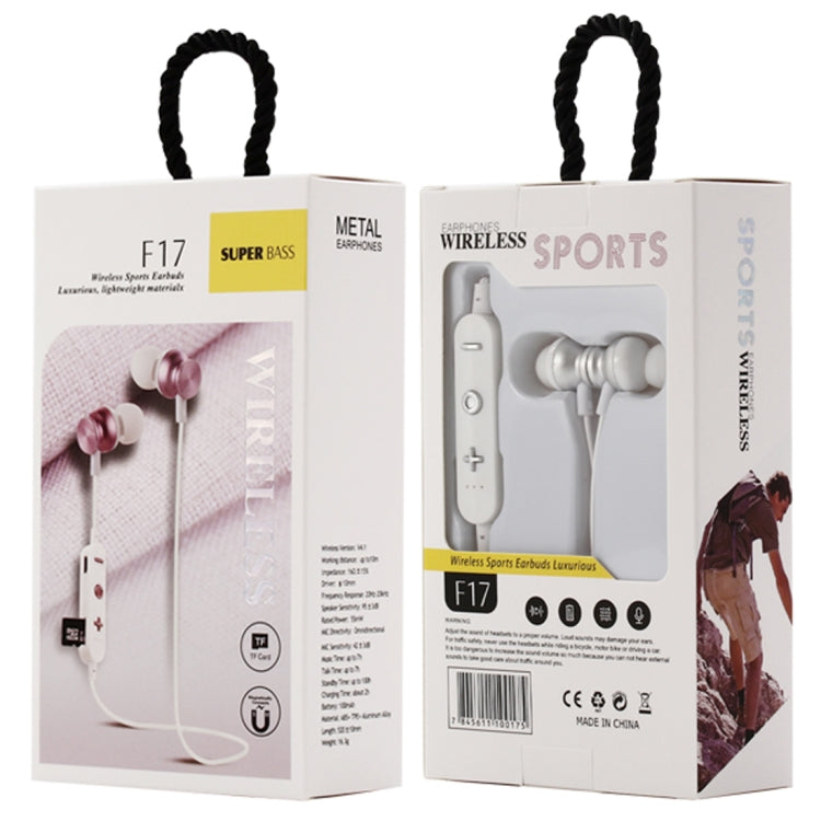 F17 Bluetooth 4.2 Hanging Neck Design Bluetooth Headset, Support Music Play & Switching & Volume Control & Answer(Silver)