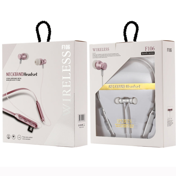 F106 Bluetooth 4.2 Hanging Neck Design Bluetooth Headset, Support Music Play & Switching & Volume Control & Answer(Silver)