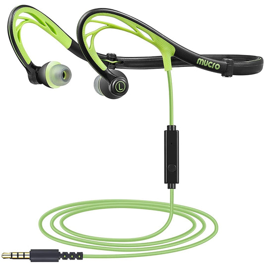 Mucro ML233 Foldable Wired Running Sports Headphones Night Neckband In-Ear Stereo Earphones, Cable Length: 1.2m(Green) - free shipping - PMC Jewellery - Order now!