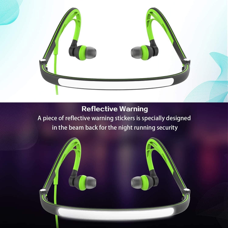 Mucro ML233 Foldable Wired Running Sports Headphones Night Neckband In-Ear Stereo Earphones, Cable Length: 1.2m(Green) - free shipping - PMC Jewellery - Order now!