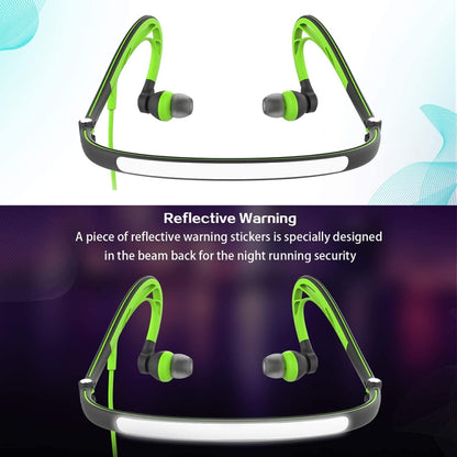 Mucro ML233 Foldable Wired Running Sports Headphones Night Neckband In-Ear Stereo Earphones, Cable Length: 1.2m(Green) - free shipping - PMC Jewellery - Order now!