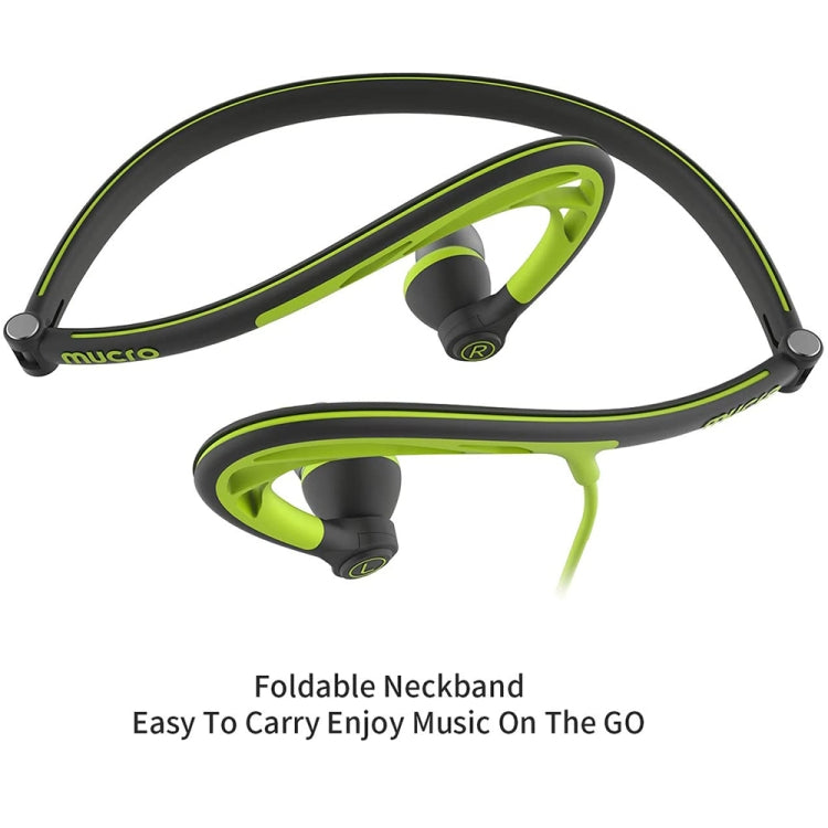 Mucro ML233 Foldable Wired Running Sports Headphones Night Neckband In-Ear Stereo Earphones, Cable Length: 1.2m(Green) - free shipping - PMC Jewellery - Order now!