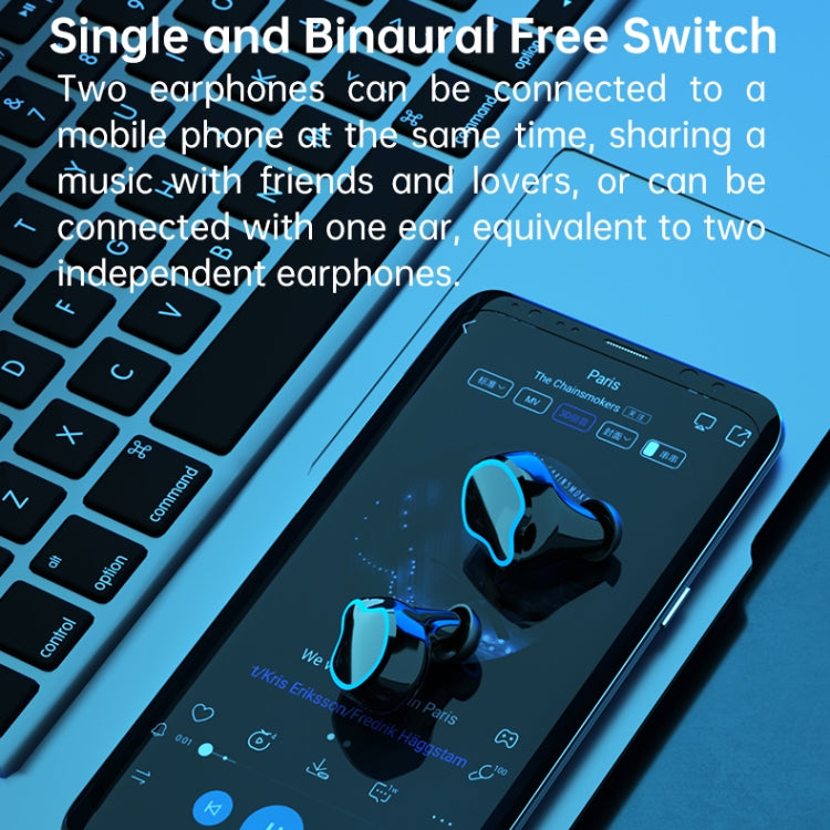 M9 Bluetooth 5.1 TWS Mirror Digital Display Wireless Bluetooth Earphone with Charging Box Flashlight , Support Touch & Siri & Battery Display(Black) - TWS Earphone by PMC TechLife | Online Shopping South Africa | PMC TechLife