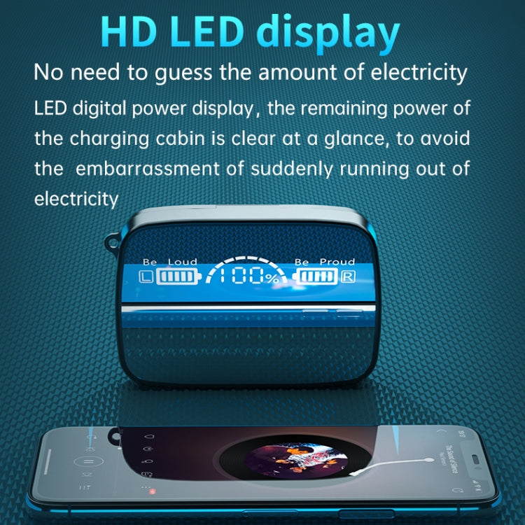 M9 Bluetooth 5.1 TWS Mirror Digital Display Wireless Bluetooth Earphone with Charging Box Flashlight , Support Touch & Siri & Battery Display(Black) - TWS Earphone by PMC TechLife | Online Shopping South Africa | PMC TechLife