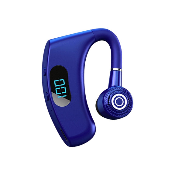 V12 Bluetooth 5.2 Business Hanging Ear Style Smart LED Digital Display Wireless Bluetooth Earphone with Charging Box (Blue)