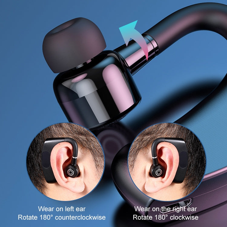 V12 Bluetooth 5.2 Business Hanging Ear Style Smart LED Digital Display Wireless Bluetooth Earphone with Charging Box (Blue) - Bluetooth Earphone by PMC TechLife | Online Shopping South Africa | PMC TechLife