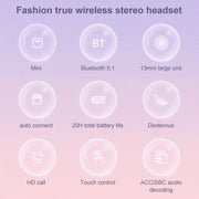 Mijiaer TN22 Bluetooth 5.1 True Wireless Stereo Bluetooth Earphone(Purple)
