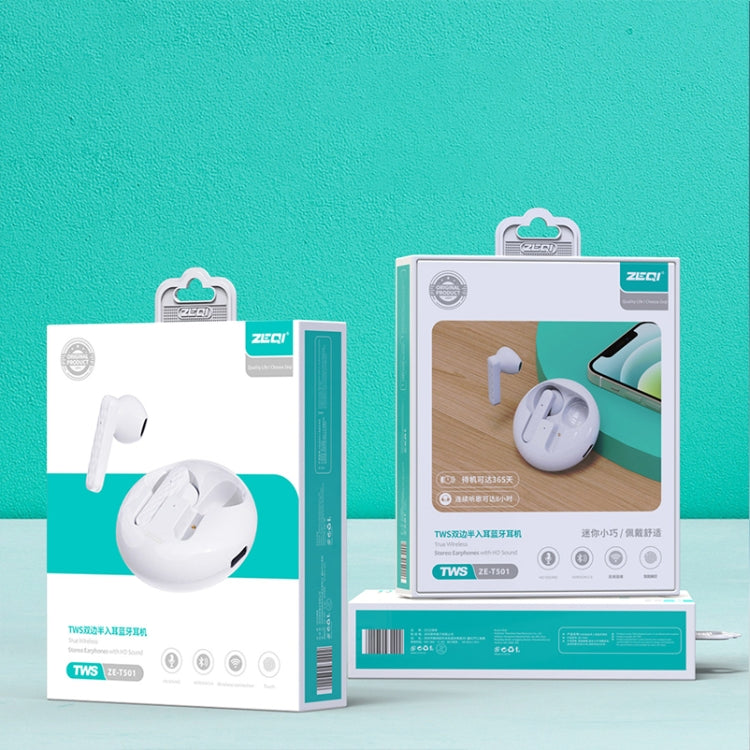 ZEQI T501 True Wireless Mini Bluetooth Earphone Support Touch(White) - free shipping - PMC Jewellery - Order now!