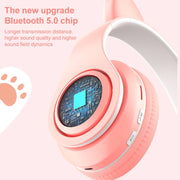 B39 Cat Ear Design LED Gradient Light Wireless Bluetooth Headset(Black)
