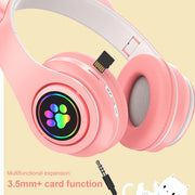 B39 Cat Ear Design LED Gradient Light Wireless Bluetooth Headset(White)
