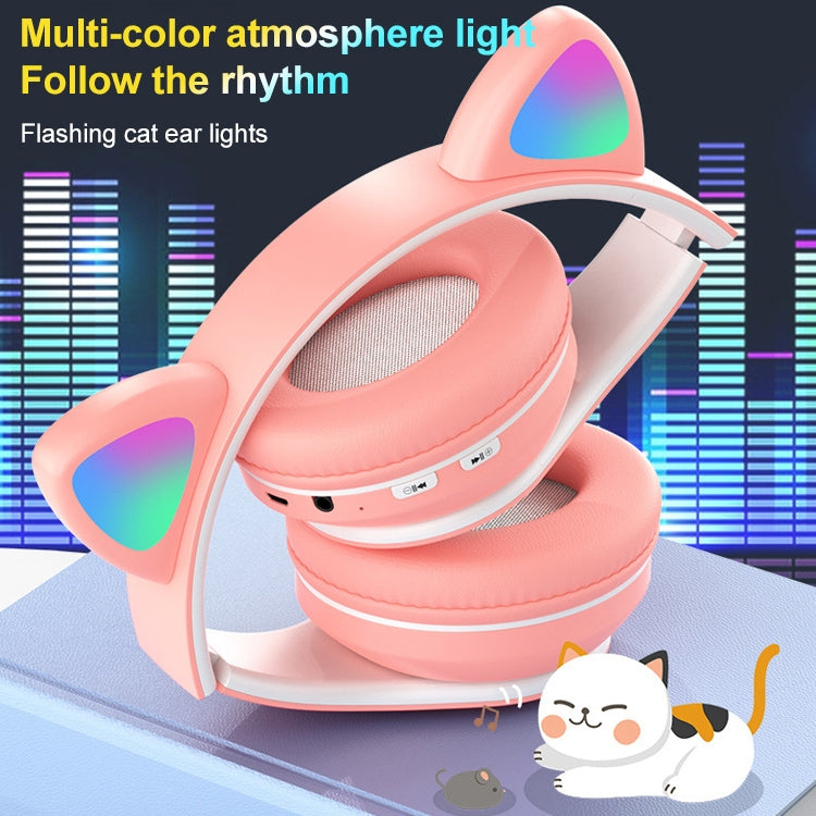 B39 Cat Ear Design LED Gradient Light Wireless Bluetooth Headset(Black)