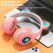 B39 Cat Ear Design LED Gradient Light Wireless Bluetooth Headset(White)