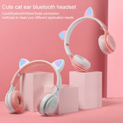 M6 Luminous Cat Ears Two-color Foldable Bluetooth Headset with 3.5mm Jack & TF Card Slot(White)