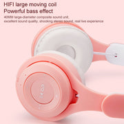 M6 Luminous Cat Ears Two-color Foldable Bluetooth Headset with 3.5mm Jack & TF Card Slot(Pink)
