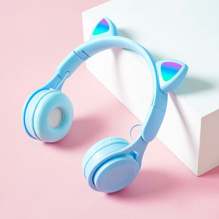 M6 Luminous Cat Ears Pure-color Foldable Bluetooth Headset with 3.5mm Jack & TF Card Slot (Blue) - Headset & Headphone by PMC TechLife | Online Shopping South Africa | PMC TechLife
