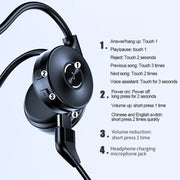 M-1 Back-mounted Touch Noise Reduction Bone Conduction Bluetooth Earphone with Detachable Microphone (Black)